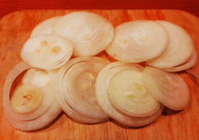 Cut the peeled onion