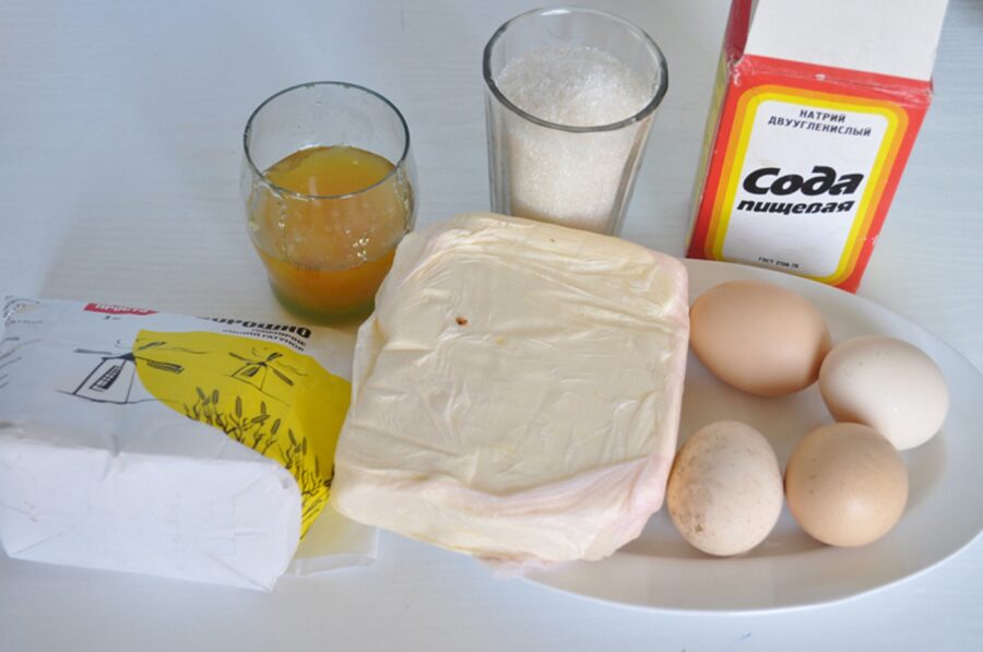 ingredients for Medovik cake