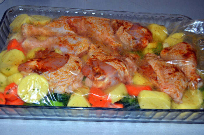 Place a baking bag in a mold