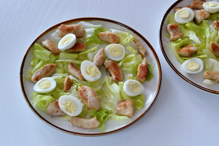 Cut each egg in half and arrange