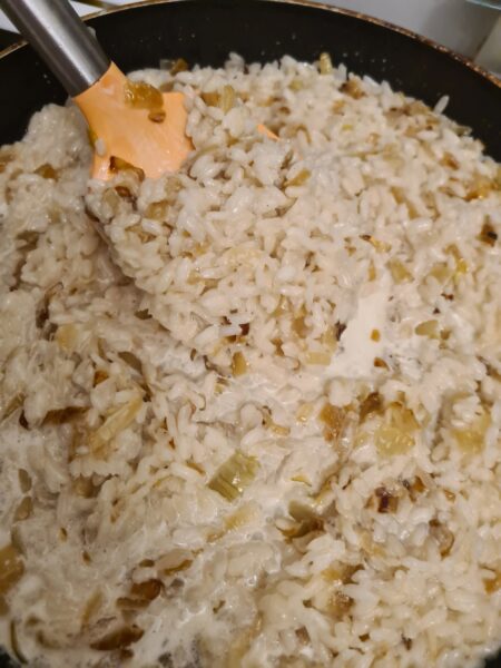 add cream, fried onions,