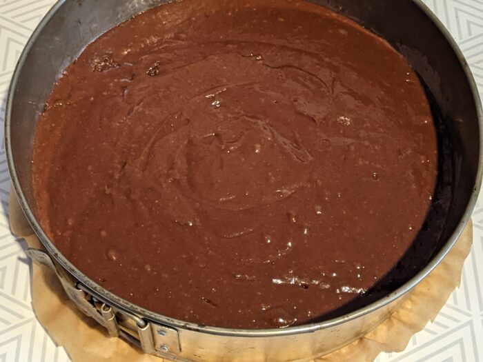 pour in the mixture, and bake