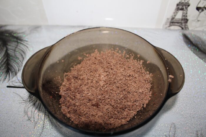 Grate the chocolate using a coarse grater