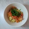Close-up of vibrant herb salad with bulgur and lemon dressing