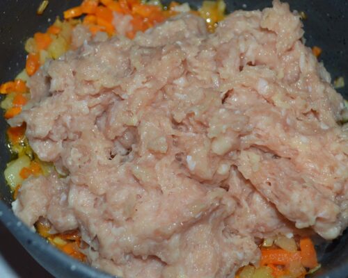 Add the ground meat