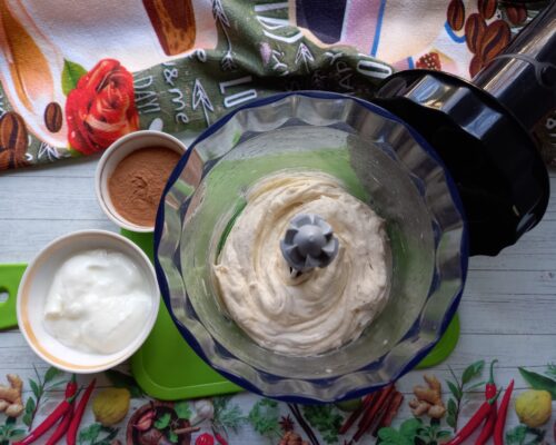 Add the yogurt and cocoa powder