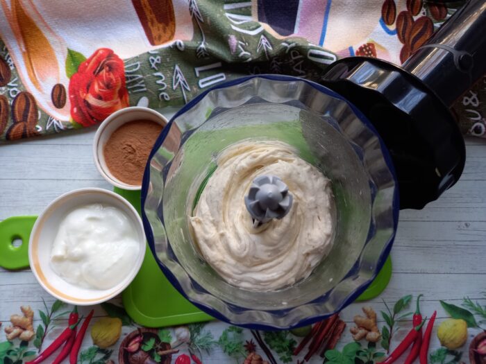 Add the yogurt and cocoa powder