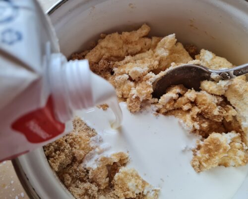pour in the whipped cream