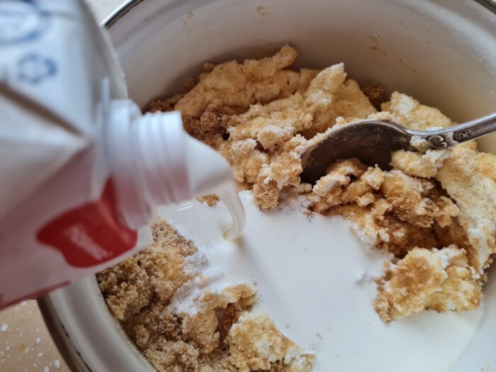 pour in the whipped cream