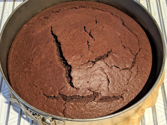 Wrap the cooled cake in plastic wrap