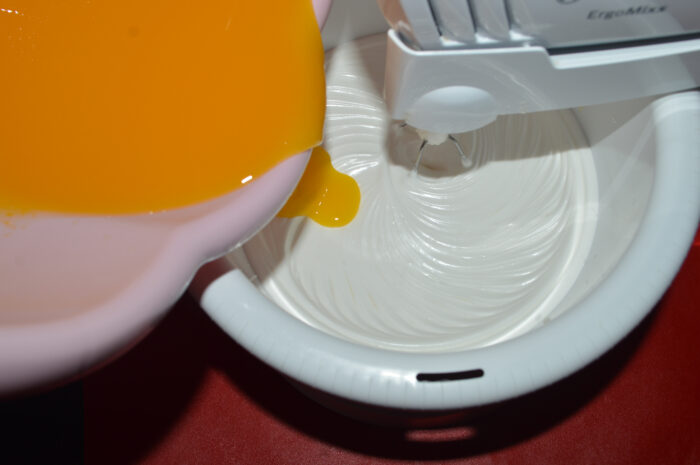 Pour the egg yolk mixture
