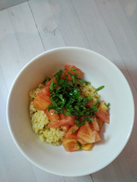 place the porridge from the skillet in a bowl