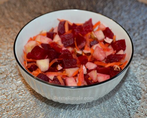 Salata de sfecla rosie cu mere si alune