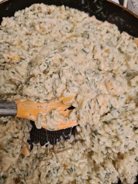 add the shrimp, and fresh garlic