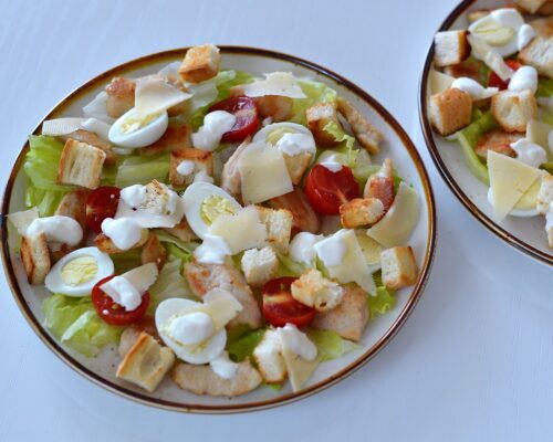 Spread the dressing over the salad