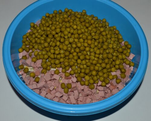 add the peas to the salad