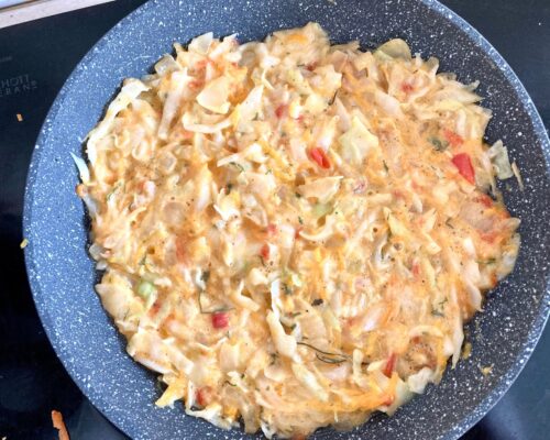 Place the prepared mixture in the skillet