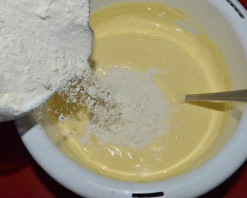 Gradually pour in the mixture