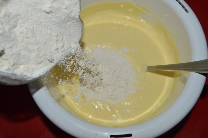 Gradually pour in the mixture