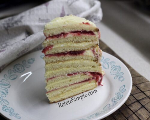 The delicious strawberry milk cake is ready