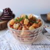 Bean, cheese & croutons salad with pickled cucumber and carrot