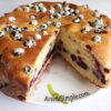 Fluffy sponge cake dotted with juicy blackcurrants