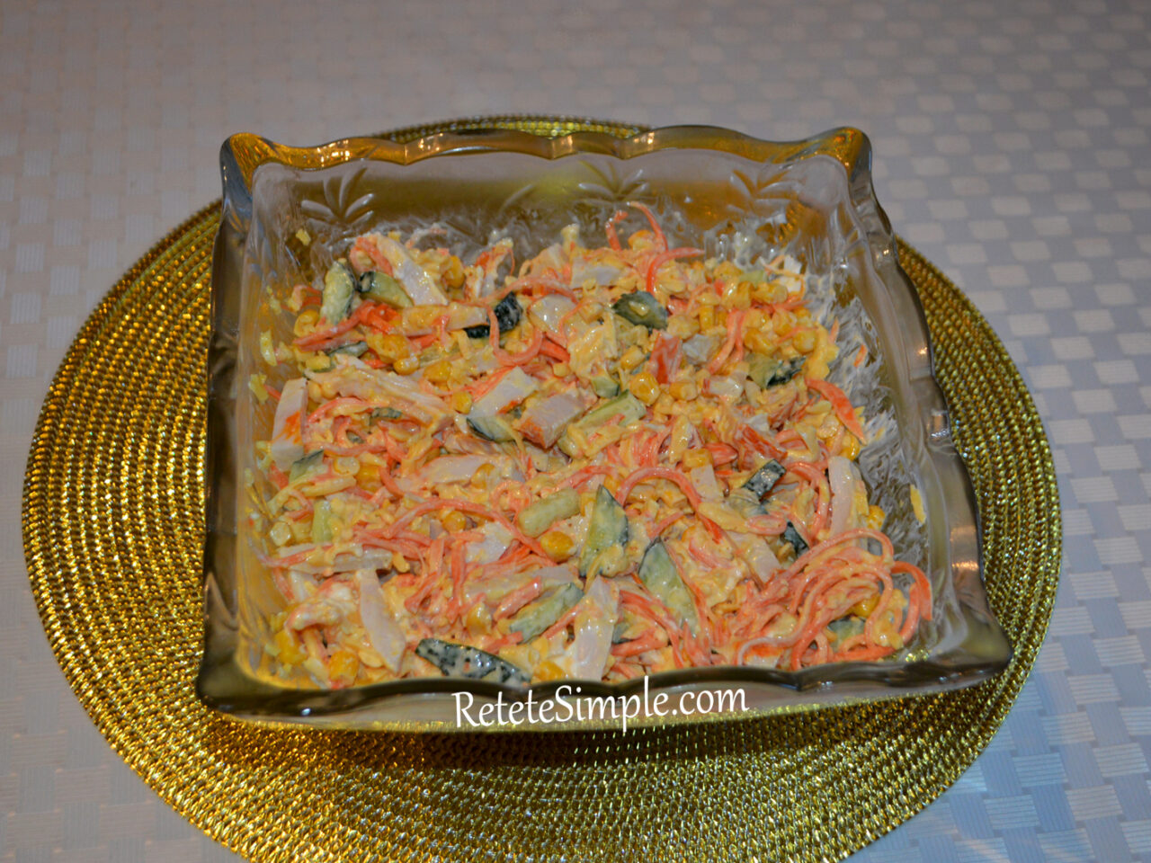 Koreean Carrot Chicken Salad with Corn & Cucumbers