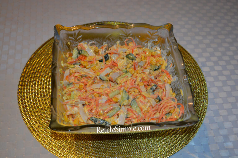 Koreean Carrot Chicken Salad with Corn & Cucumbers
