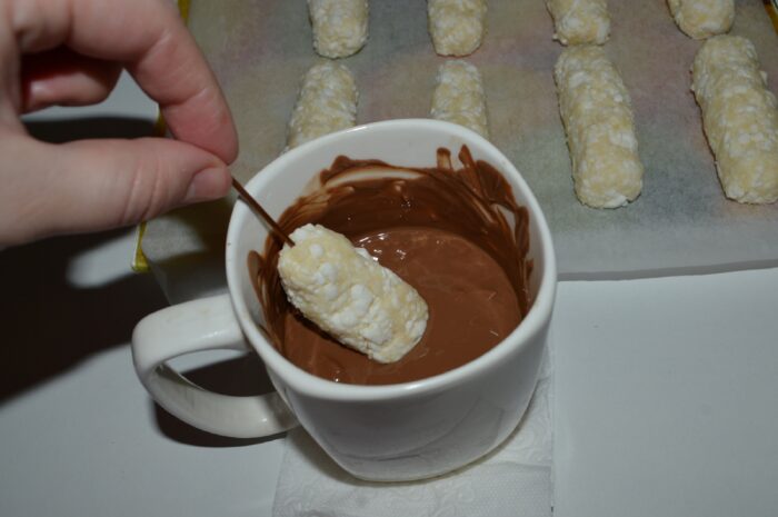 stick a wooden skewer or toothpick into the cheese