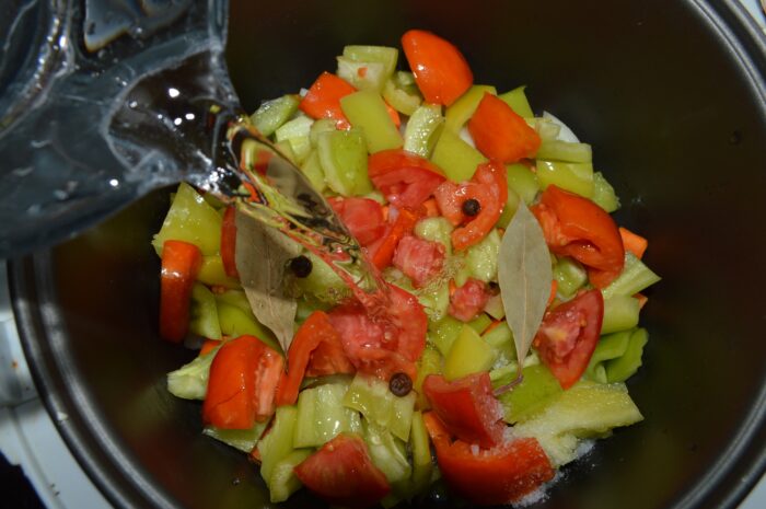 Pour water to cover the ingredients