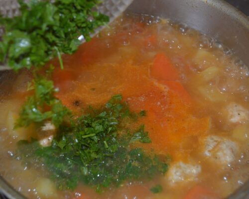 chop the parsley and add it to the soup