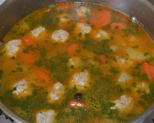 The meatball soup is ready