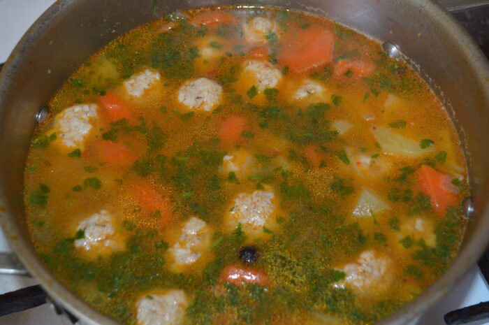 The meatball soup is ready