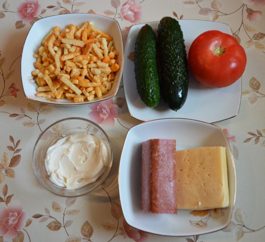 ingredients for cheese cucumber salad