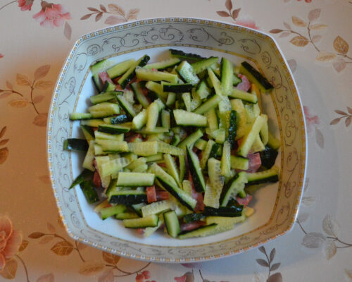 Cut the cucumbers into sticks