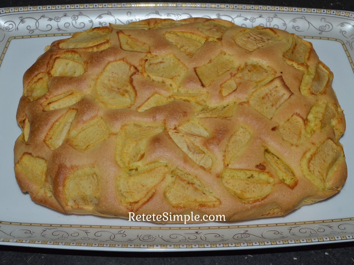 Golden apple cake fresh from the oven