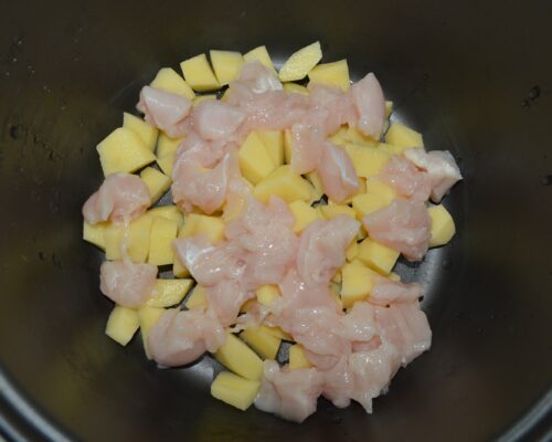 Add the chopped chicken breast