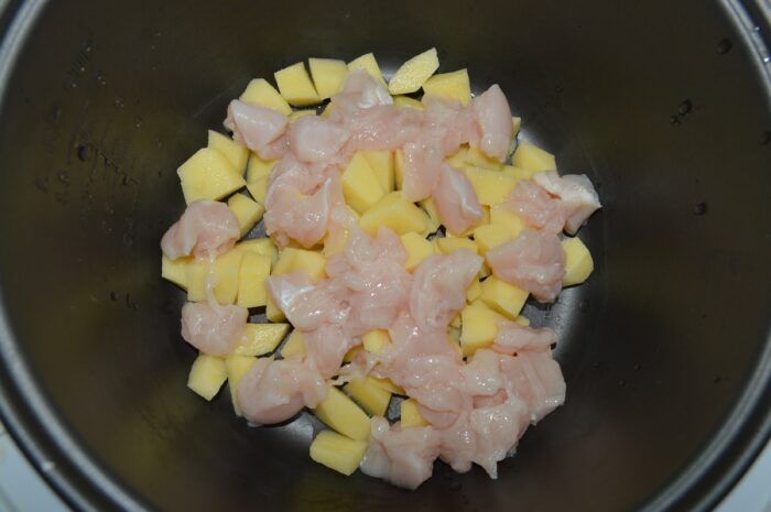 Add the chopped chicken breast