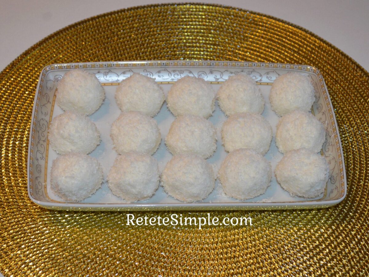 Cottage cheese balls rolled in coconut flakes