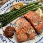 Oven-Baked Salmon with Tomato Rice & Chickpea Salad