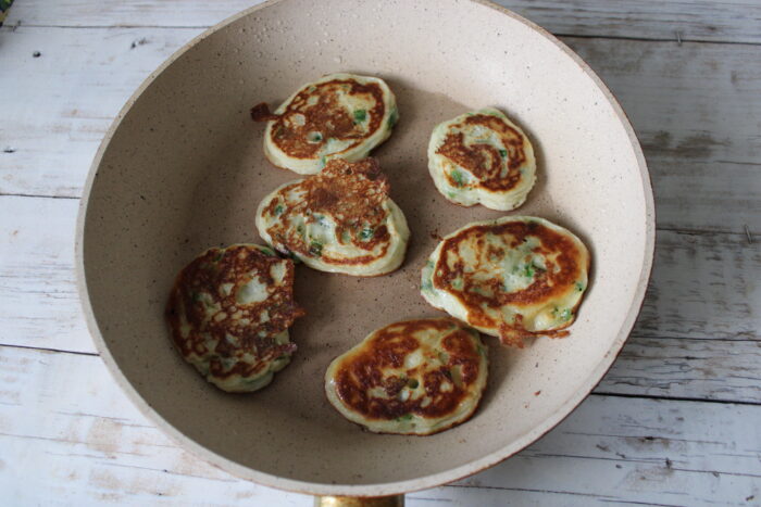 Fry the pancakes until browned on both sides