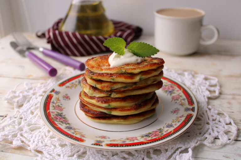 Fluffy Kefir Pancakes with Green Onions