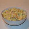 Olivier salad served on decorative plate