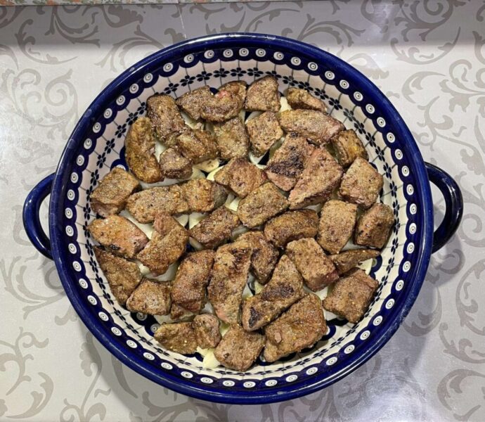 На яблоки – слой печени