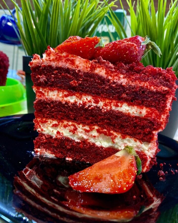 slice of red velvet cake
