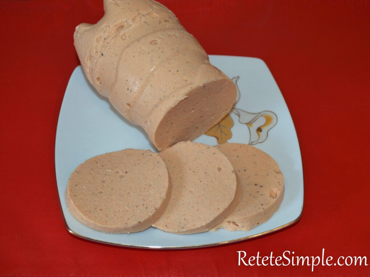 Homemade chicken salami set in a bottle mold