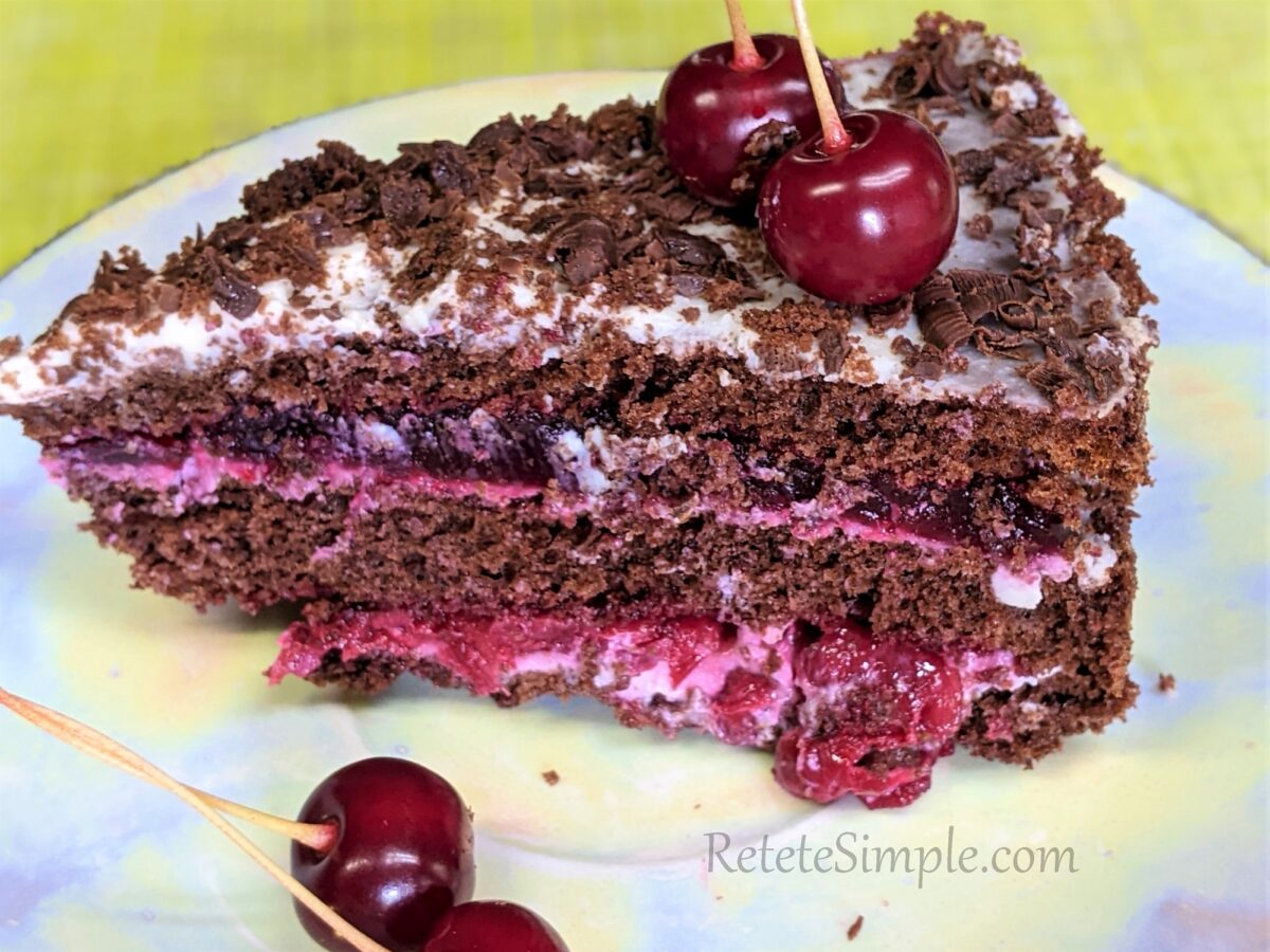 A juicy sour cherry cake layered with creamy filling