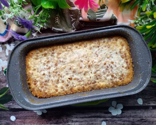 Remove the buckwheat pudding from the oven