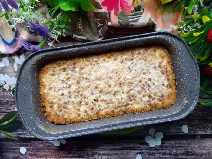 Remove the buckwheat pudding from the oven