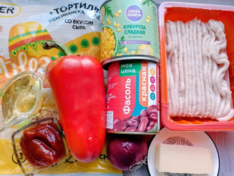 ingrediente pentru burrito